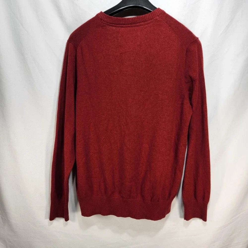 Eddie Bauer Mens‎ Sweater Size Large Red Wool Blend Long Sleeve V-Neck - Picture 2 of 5
